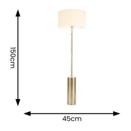ValueLights Lexy Fabric Drum Shade with Antique Brass Dimmable Floor Lamp in Nude - thumbnail 4