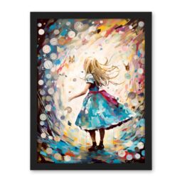 "Artery8 Wall Art Print Alice in Wonderland Clocks Down the Rabbit Hole Large Framed Wall Décor Art in White - Size: W18"" x H24""" - thumbnail 1