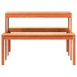 Berkfield Home Picnic Table Wax Brown 110x134x75 cm Solid Wood Pine - Size: 110 x 134 x 75 cm - thumbnail 4