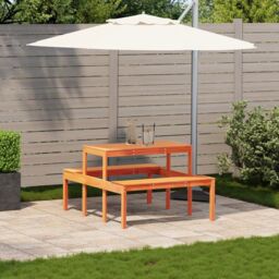 Berkfield Home Picnic Table Wax Brown 110x134x75 cm Solid Wood Pine - Size: 110 x 134 x 75 cm - thumbnail 3
