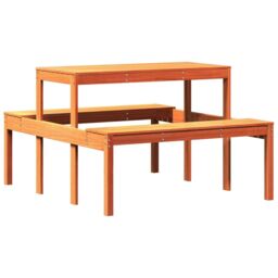 Berkfield Home Picnic Table Wax Brown 110x134x75 cm Solid Wood Pine - Size: 110 x 134 x 75 cm - thumbnail 2