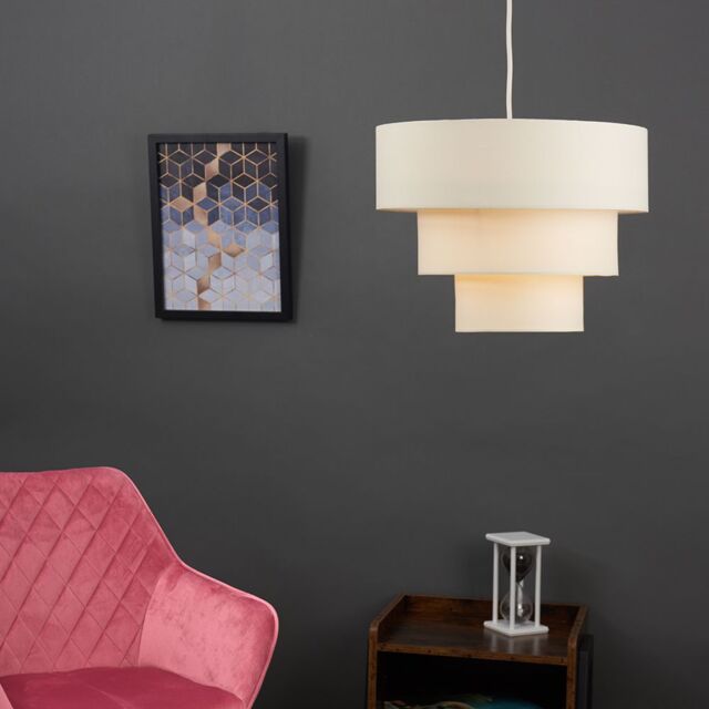ValueLights 3 Tier Faux Silk Ceiling Shade in Cream - image 1