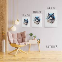 "Artery8 Ragdoll Cat Lovers Pet Portrait Canvas Wall Art Print - Size: W18"" x H24""" - thumbnail 4