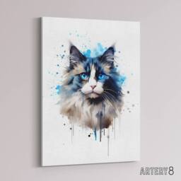 "Artery8 Ragdoll Cat Lovers Pet Portrait Canvas Wall Art Print - Size: W18"" x H24""" - thumbnail 2