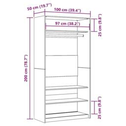 Berkfield Home Wardrobe Artisan Oak 100x50x200 cm Engineered Wood in Brown - Size: 100 x 50 x 200 cm - thumbnail 9