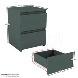 HD Designs Denver 2 Drawer Bedside Chest 400 x 295 x 295 mm in Green - thumbnail 2