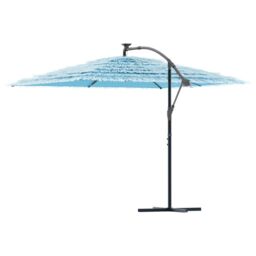 Berkfield Home Garden Parasol with Steel Pole Blue 290x290x238 cm - Size: 290 x 290 x 238 cm - thumbnail 5