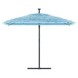 Berkfield Home Garden Parasol with Steel Pole Blue 290x290x238 cm - Size: 290 x 290 x 238 cm - thumbnail 3