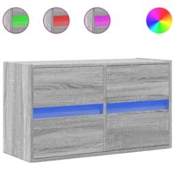 Berkfield Home TV Wall Cabinet with LED Lights Grey Sonoma 80x31x45 cm - Size: 80 x 31 x 45 cm - thumbnail 3