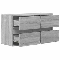 Berkfield Home TV Wall Cabinet with LED Lights Grey Sonoma 80x31x45 cm - Size: 80 x 31 x 45 cm - thumbnail 9