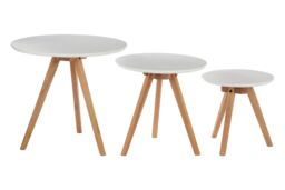 Orsina Sleek Set Of 3 Side Tables With Tempered Lgs, Side Table, Versatile Bedside Tables For Bedroom in White - thumbnail 1