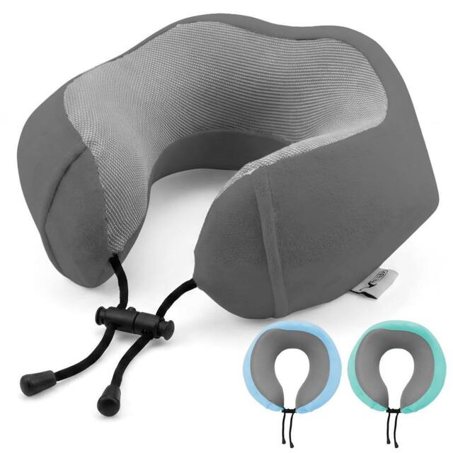 Lugg Travel Memory Foam Neck Pillow with Buckle - Ergonomic Neck Support in Grey - image 1