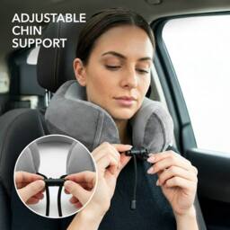 Lugg Travel Memory Foam Neck Pillow with Buckle - Ergonomic Neck Support in Grey - thumbnail 6