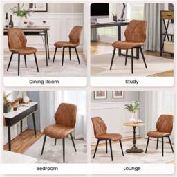 KORVIXA Dining Chairs Set of 2 Kitchen Chairs in Brown - Size: 0.6m2 - thumbnail 5