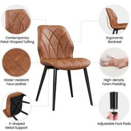 KORVIXA Dining Chairs Set of 2 Kitchen Chairs in Brown - Size: 0.6m2 - thumbnail 3