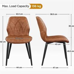 KORVIXA Dining Chairs Set of 2 Kitchen Chairs in Brown - Size: 0.6m2 - thumbnail 2