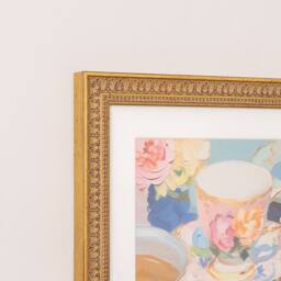Melody Maison Textured Watercolour Teacups Wall Art With A Gold Frame - 40cm X 50cm - Size: 40 cm X 50 cm - thumbnail 2
