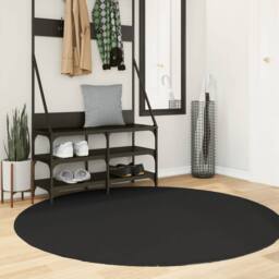 Berkfield Home Rug HUARTE Short Pile Soft & Washable Black √ò 160 cm - Size: Medium - thumbnail 2