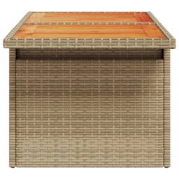 Berkfield Home Garden Table Beige 100x55x73 cm Poly Rattan & Acacia Wood - Size: 100 x 55 x 73 cm - thumbnail 6