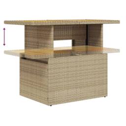 Berkfield Home Garden Table Beige 100x55x73 cm Poly Rattan & Acacia Wood - Size: 100 x 55 x 73 cm - thumbnail 8