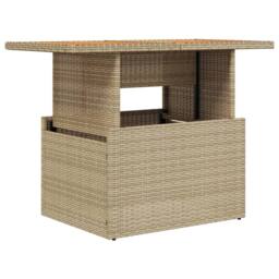 Berkfield Home Garden Table Beige 100x55x73 cm Poly Rattan & Acacia Wood - Size: 100 x 55 x 73 cm - thumbnail 3