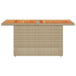Berkfield Home Garden Table Beige 100x55x73 cm Poly Rattan & Acacia Wood - Size: 100 x 55 x 73 cm - thumbnail 5