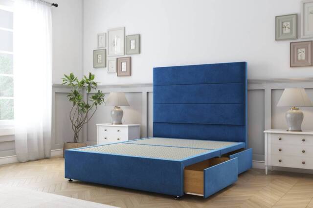 "Comfort Beds Rosa Plush Divan Base 2 Drawers - 54"" Headboard in Navy - Size: King" - image 1