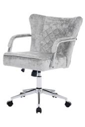 Living and Home Height-Adjustable Swivel Chenille Office Chair Vanity Make-up Chair in Grey - thumbnail 2
