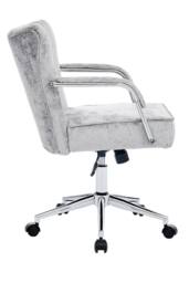 Living and Home Height-Adjustable Swivel Chenille Office Chair Vanity Make-up Chair in Grey - thumbnail 4