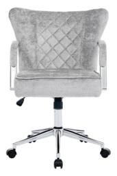Living and Home Height-Adjustable Swivel Chenille Office Chair Vanity Make-up Chair in Grey - thumbnail 3