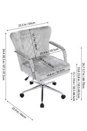 Living and Home Height-Adjustable Swivel Chenille Office Chair Vanity Make-up Chair in Grey - thumbnail 9