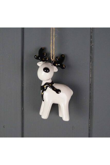 KDMD Black & White Ceramic Hanging Deer - image 1
