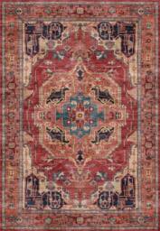 THE RUGS Alya Washable Persian Classic Rug - Ultra Soft Polyester Design in Red - Size: 120 cm x 170 cm - thumbnail 1