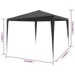 Berkfield Home Party Tent 3x3 m PE Anthracite in Black - thumbnail 6