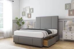 "Sloomy Lisbon Dumfries Divan Set 2 Drawers-26"" Headboard-Footboard in Light Grey - Size: Small Single" - thumbnail 1