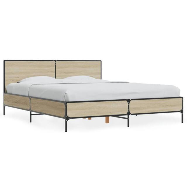 Berkfield Home Bed Frame without Mattress Sonoma Oak 160x200 cm in Light Brown - image 1