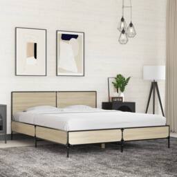 Berkfield Home Bed Frame without Mattress Sonoma Oak 160x200 cm in Light Brown - thumbnail 2