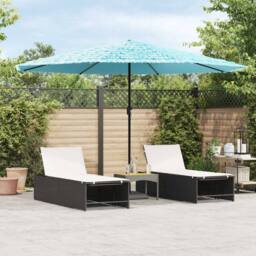 Berkfield Home Garden Parasol with Steel Pole Blue 388x388x248 cm - Size: 388 x 388 x 248 cm - thumbnail 2