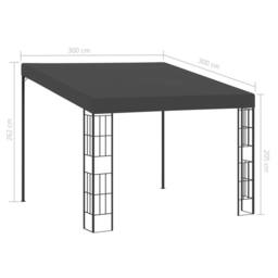 Berkfield Home Wall-mounted Gazebo 3x3 m Anthracite Fabric in Black - thumbnail 6