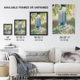 Artery8 Yoro Waterfall Mino Province Japanese Framed Wall Art Print Hokusai in Green - Size: A4 - thumbnail 3