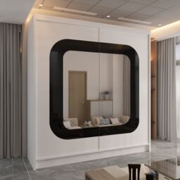 Sliding Wardrobes 4U Chenai Sliding Double Door Wardrobe with White Strip 150cm X 217cm - Size: 150 cm X 217 cm - thumbnail 1