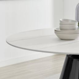 FurnitureboxUK Nina Marble-Effect Dining Set with Grey Velvet Chairs in Light Grey - Size: 4 Person - thumbnail 4