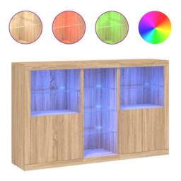 Berkfield Home Sideboard with LED Lights Sonoma Oak 162x37x100 cm in Brown - Size: 162 x 37 x 100 cm - thumbnail 3