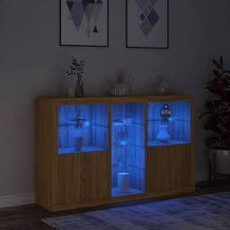 Berkfield Home Sideboard with LED Lights Sonoma Oak 162x37x100 cm in Brown - Size: 162 x 37 x 100 cm - thumbnail 5