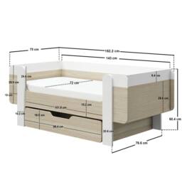 Flair Alfie Wooden Toddler Bed White & Oak - Size: Junior - thumbnail 6