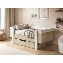 Flair Alfie Wooden Toddler Bed White & Oak - Size: Junior