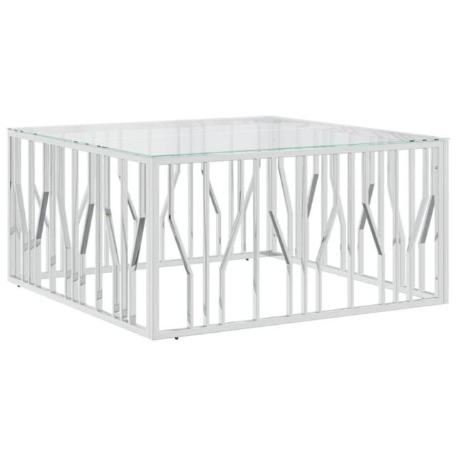 Berkfield Home Coffee Table 100x100x50 cm Stainless Steel & Glass in Silver - Size: 100 x 100 x 50 cm - image 1