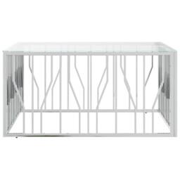 Berkfield Home Coffee Table 100x100x50 cm Stainless Steel & Glass in Silver - Size: 100 x 100 x 50 cm - thumbnail 3