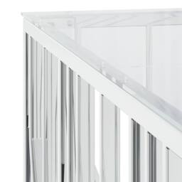 Berkfield Home Coffee Table 100x100x50 cm Stainless Steel & Glass in Silver - Size: 100 x 100 x 50 cm - thumbnail 5