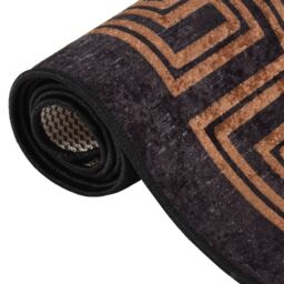 Berkfield Home Rug Washable 190x300 cm Black & Gold Anti Slip - Size: 100 cm diameter - thumbnail 4